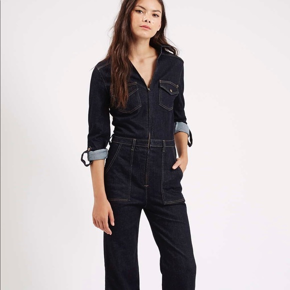 black denim jumpsuit topshop